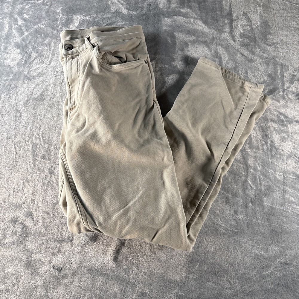 Faherty Stretch Terry Pants Mens 31x28 Stone 5 Pocket Straight Huckberry Stretch
